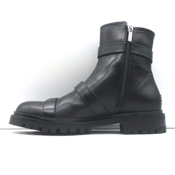 Jimmy Choo Hank Jewel Buckle Flat Ankle Boots Black Leather Size 39 NEW - Picture 8 of 13